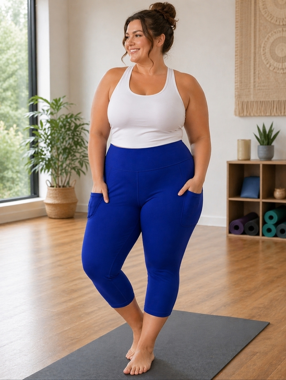 Old Navy Active Blue Capri Leggings XXL | Stretchy High Rise Yoga Pants w/p